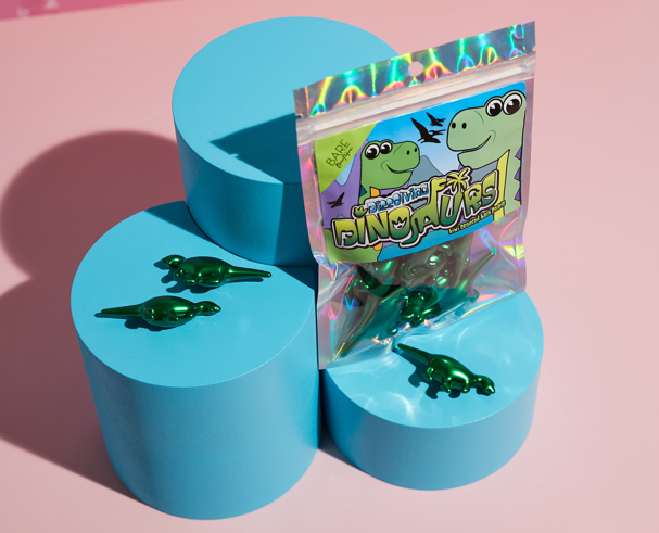 15 x Dinosaur-formede Badeperler - Kiwi-duft