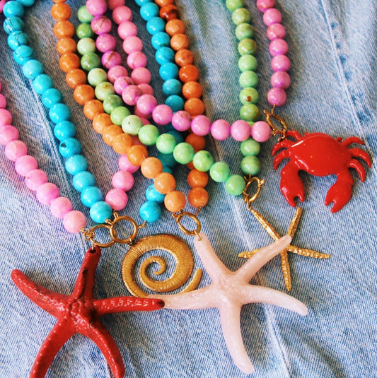 Naturlig Stenperle halskæde XL - Fuchsia