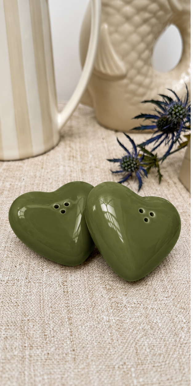 Hjerte salt og peber sæt Khaki 💚