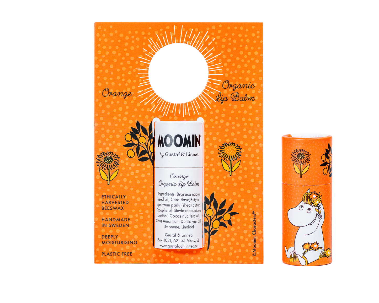 Moomin fra Gustaf och Linnea - Læbepomade med smag af appelsin