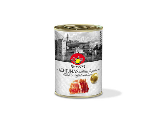 Grønne oliven fyldt med Serrano-skinke, 280 g