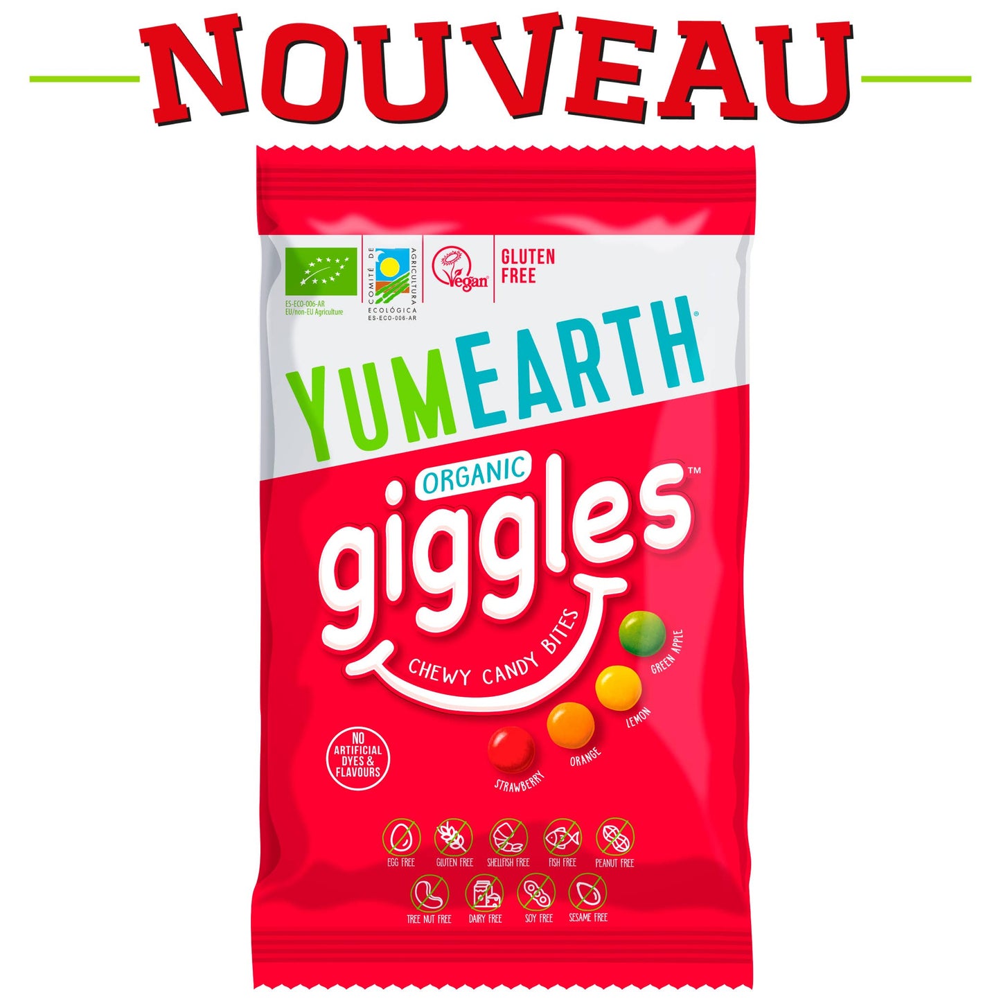 Økologiske bløde bolsjer YumEarth Giggles - 40 g