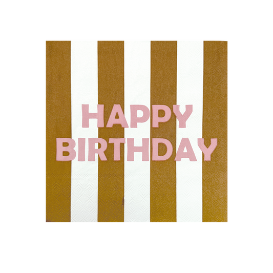 Happy Birthday servietter Lyserød