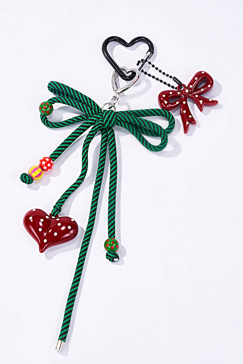 Taske amulet og nøglering med Sløjfe & hjerte