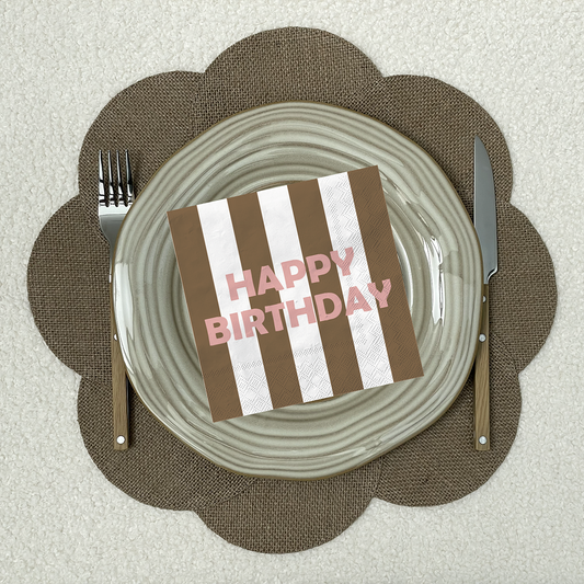 Happy Birthday servietter Lyserød