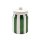 Grøn stribet krukke med låg
