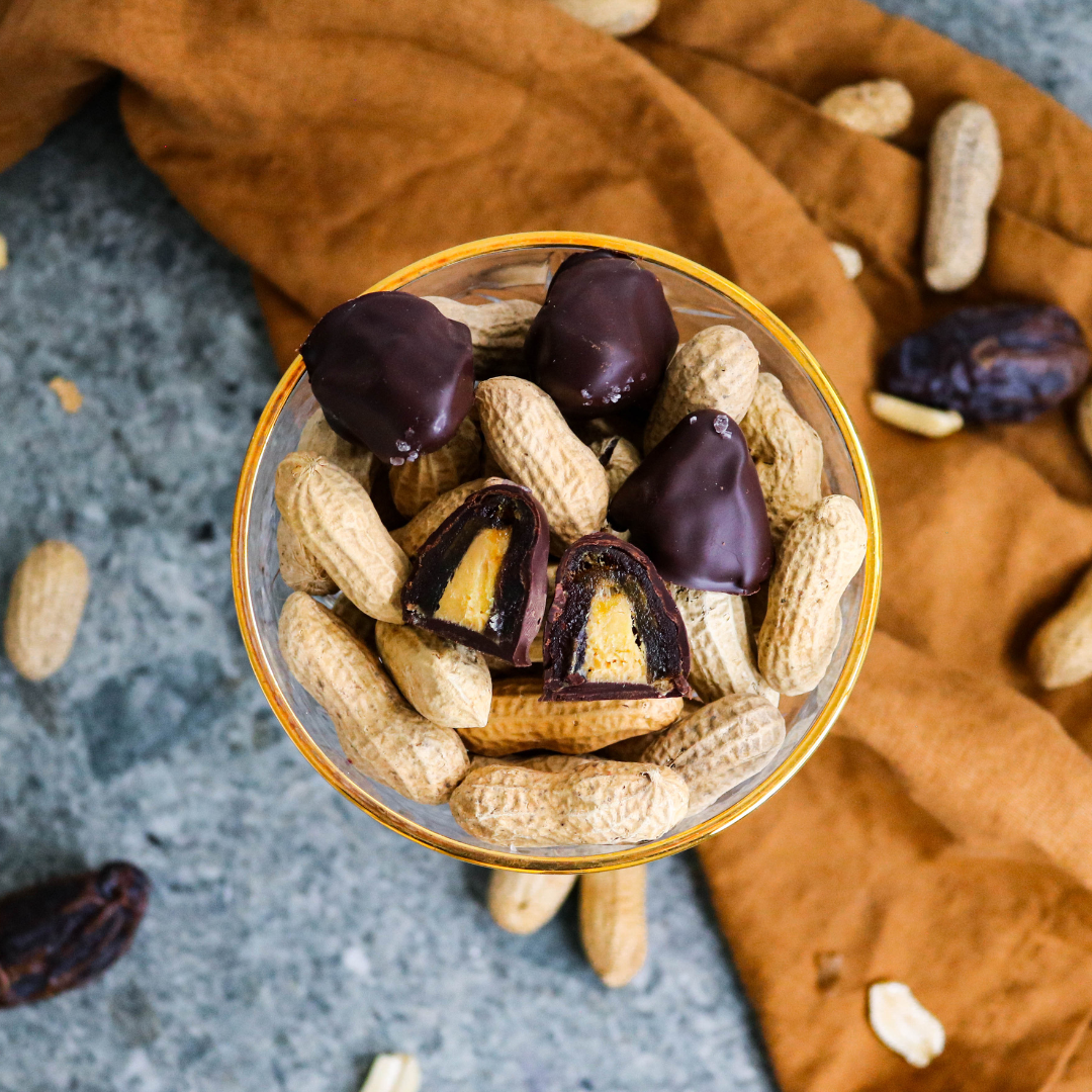 Dadler med chokolade: Saltede jordnødder (Øko)