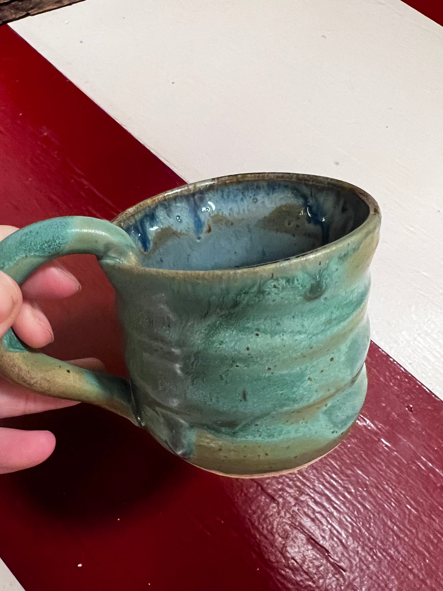 Unika keramik kop med hank - Green Sea