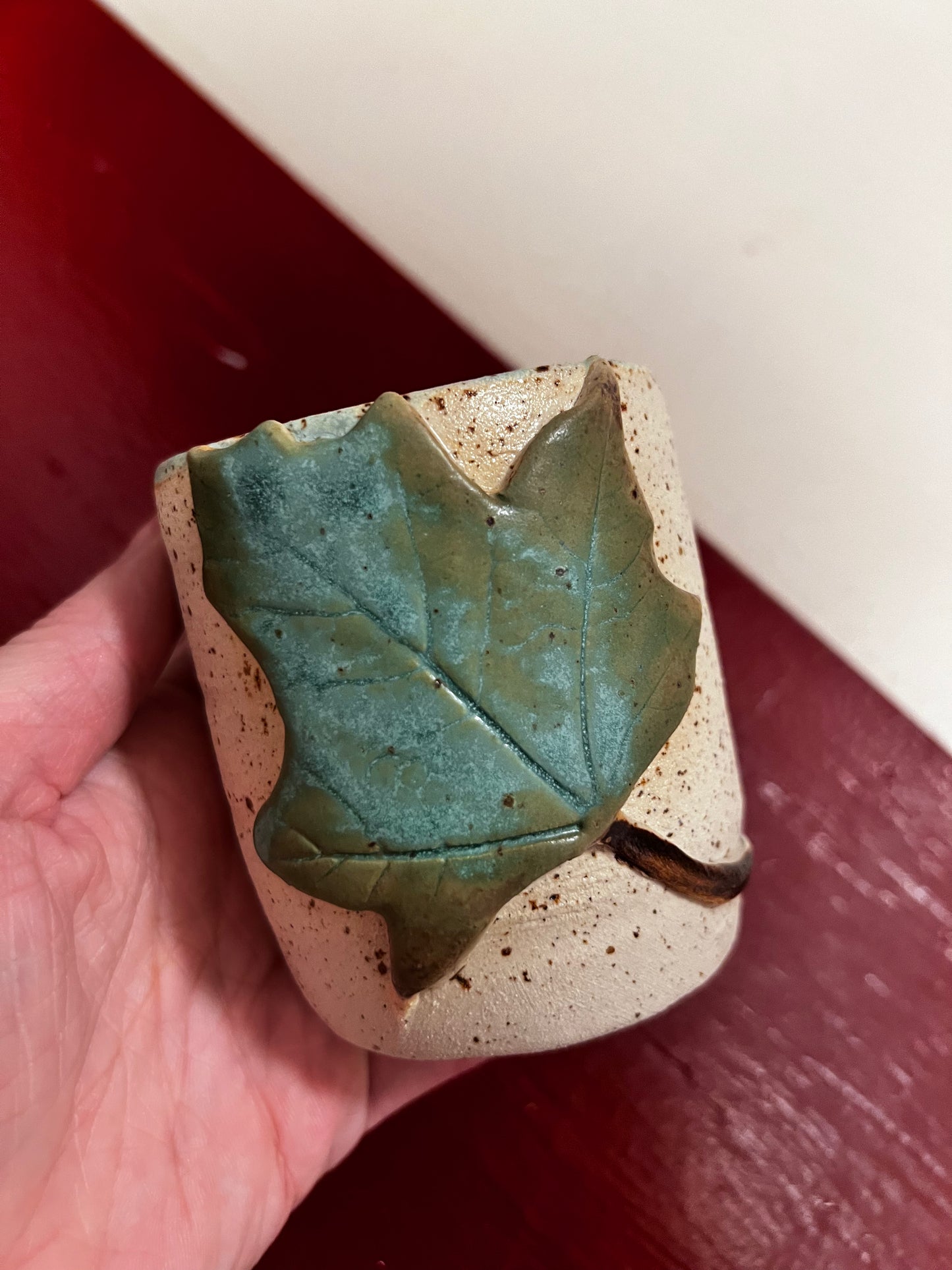 Unika keramik kop - Green leaf