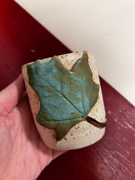 Unika keramik kop - Green leaf
