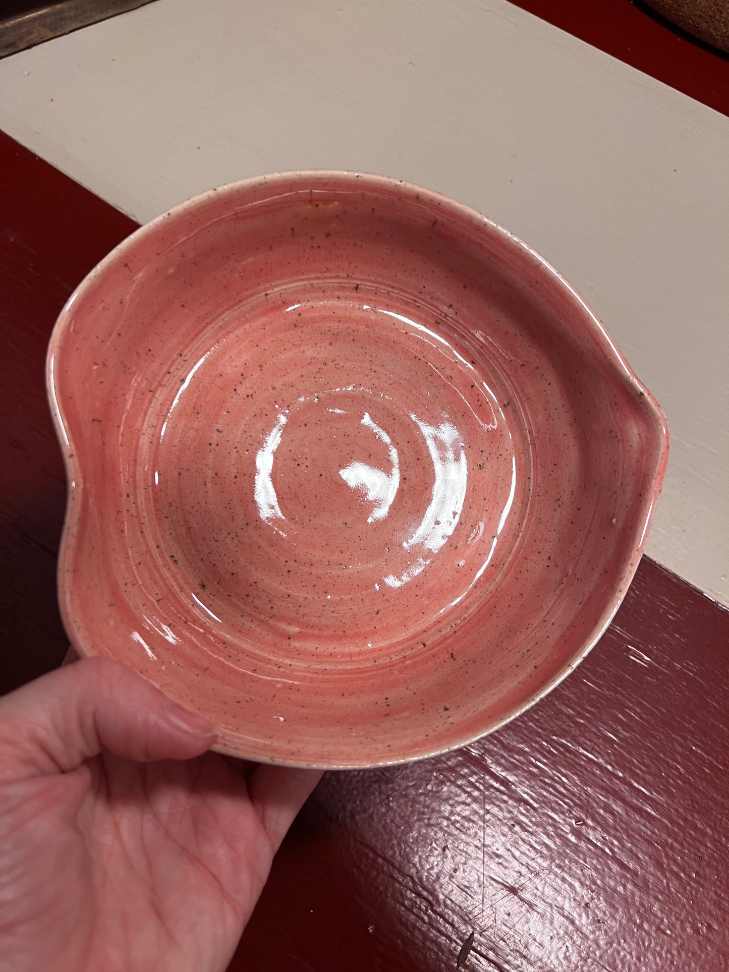 Unika keramik skål - Pink pour bowl