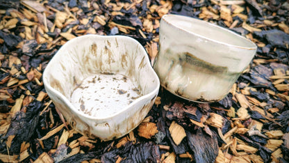 Keramik Matcha Kopper med Marmoreret Hvid Glasur
