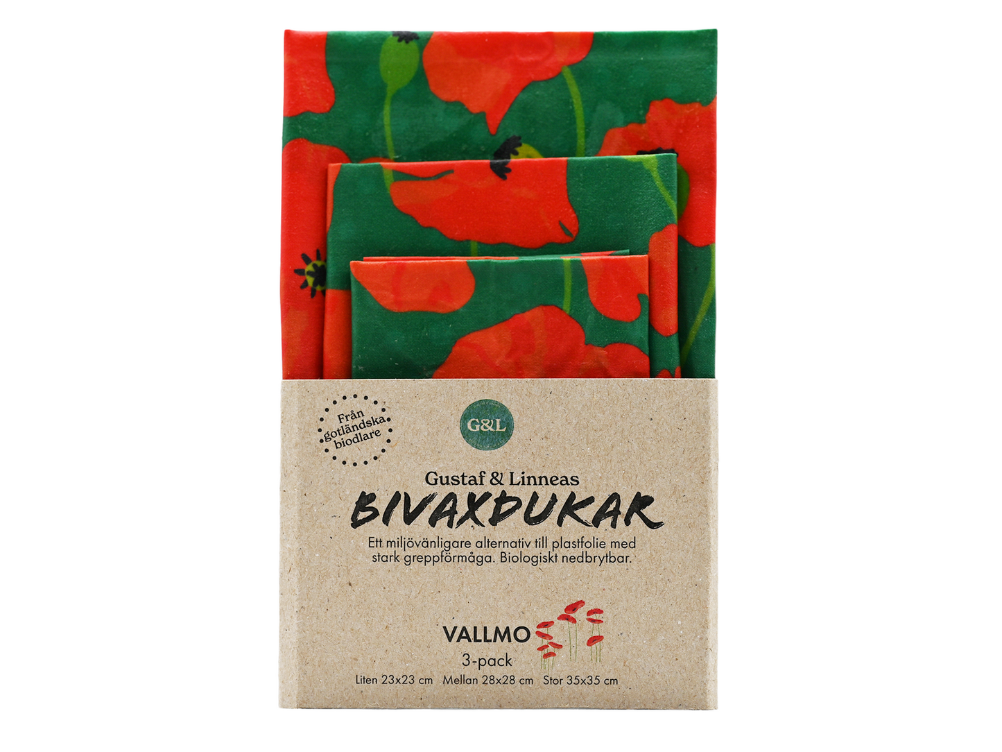 Bivoksdug Valmue 3 pak