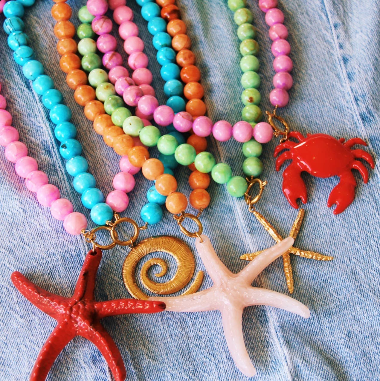 Naturlig Stenperle halskæde XL - Fuchsia