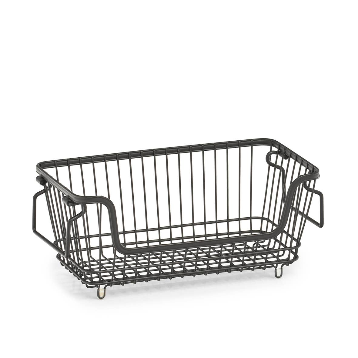 Stabelbar opbevaringskurv i sort metal