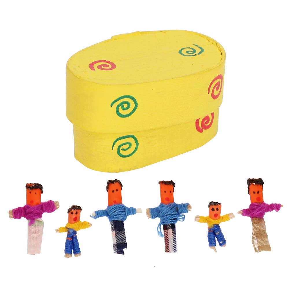 6 Mini bekymrings dukker i en æske