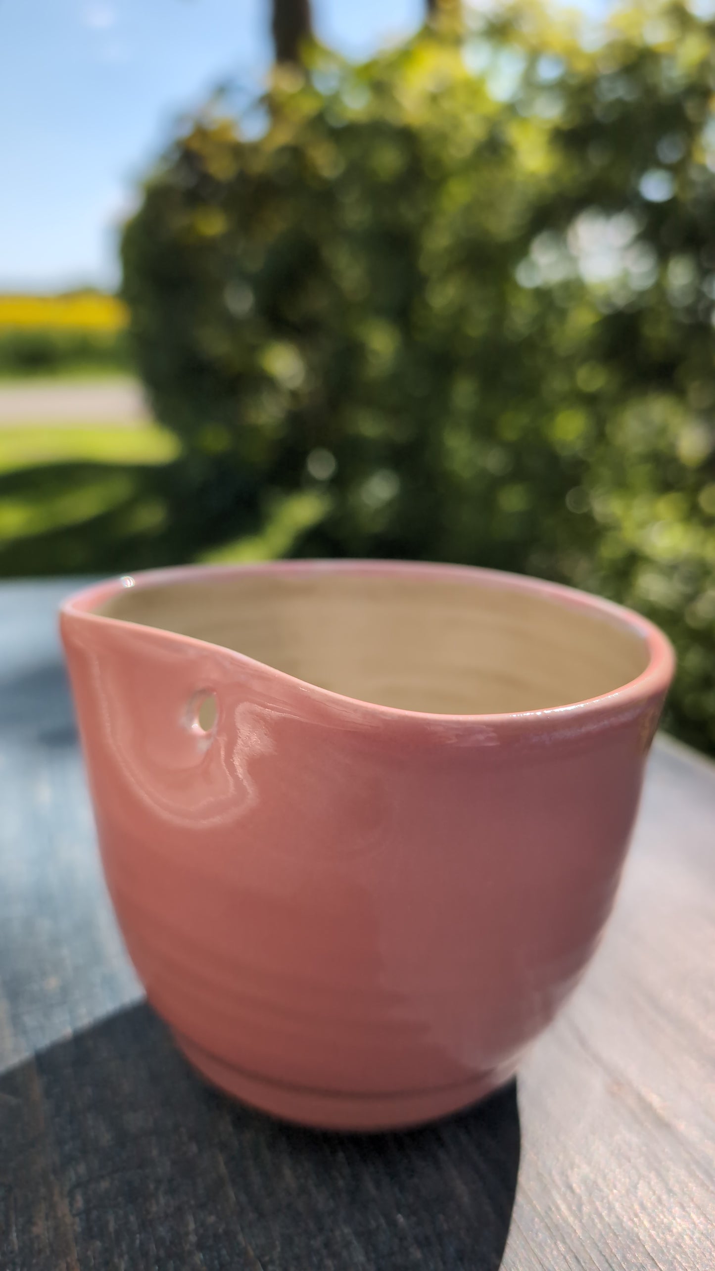 Keramik Kop med hul til sugerør Pink